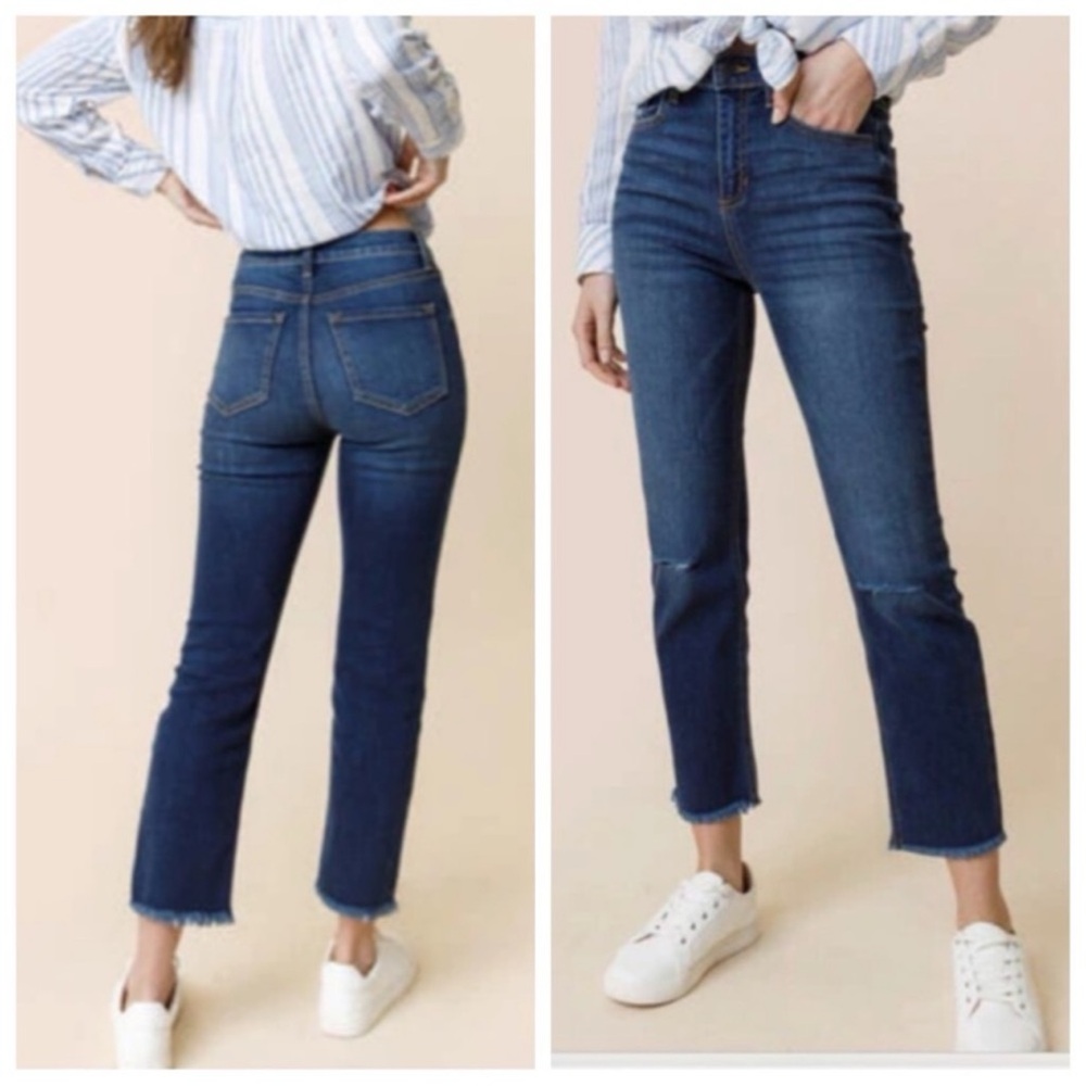 Harper Heritage Straight Destructed Faded High Waist Cropped Raw Hem Size 29 - Picture 2 of 10